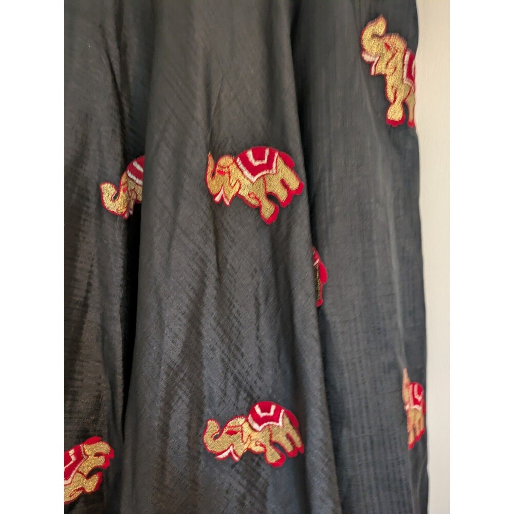 Designer Embroidered Black Silk Cotton Dress with Colorful Patterns Garmentry Xs - Picture 3 of 9